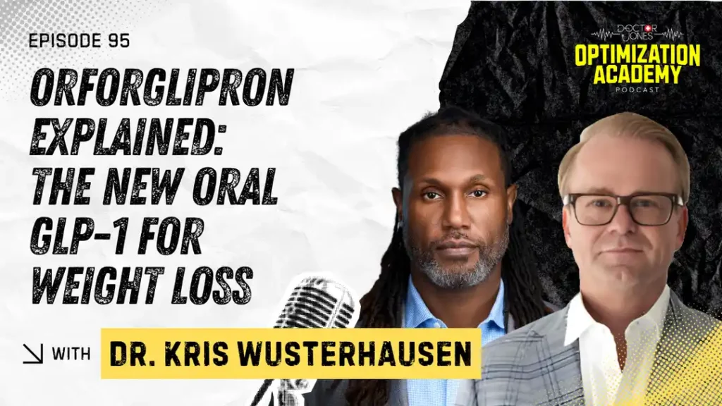Optimization Academy Podcast Episode 95 featuring Dr. Kris Wusterhausen discussing orforglipron, a new oral GLP-1 for weight loss